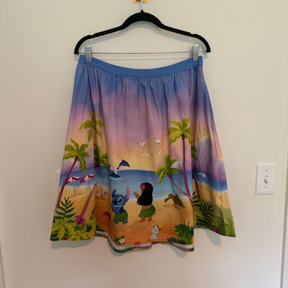 Stitch Shoppe by Loungefly‎ Disney Lilo & Stitch Sunset Beach Scene Skirt Large